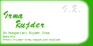 irma rujder business card